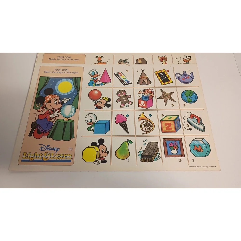 Disney Object Matching Light and Learn Game - Game Cards Only- Used -10 Cards